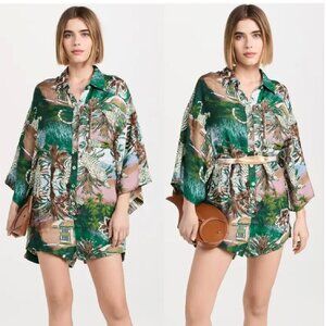 Las Sureñas Printed Linen Short Jumpsuit — Paradise | Size S